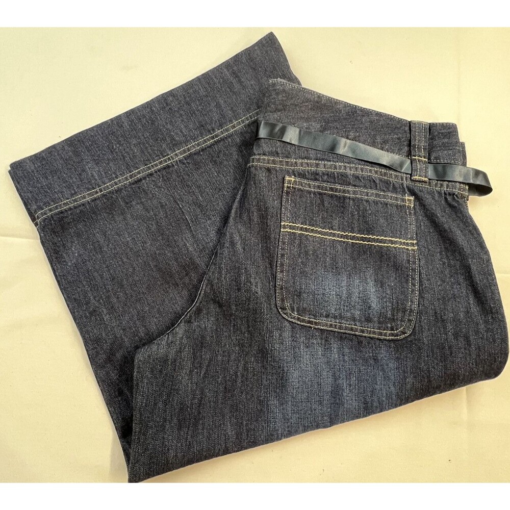 Lee Juniors One True Fit Big Leg Capris Dark Blue Denim Size 13/14M